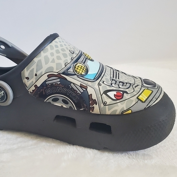 CROCS Funlab Monster Truck LED Light Gray Slip On Clogs Size Jr 3 - Picture 9 of 16